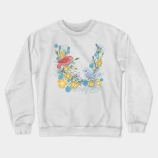 Birds on Floral Branches Crewneck Sweatshirt